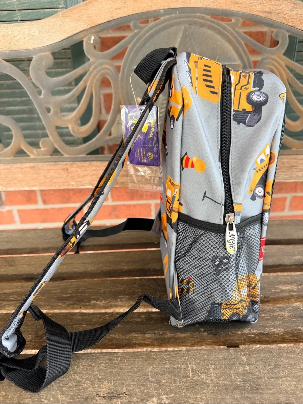 NWT Kids NGIL Small Construction Truck Day Care Backpack - Gray & Yellow